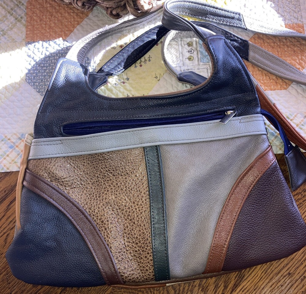 Genuine Leather 5-Compartment Organizer in Brown & Gray - Like New KK22