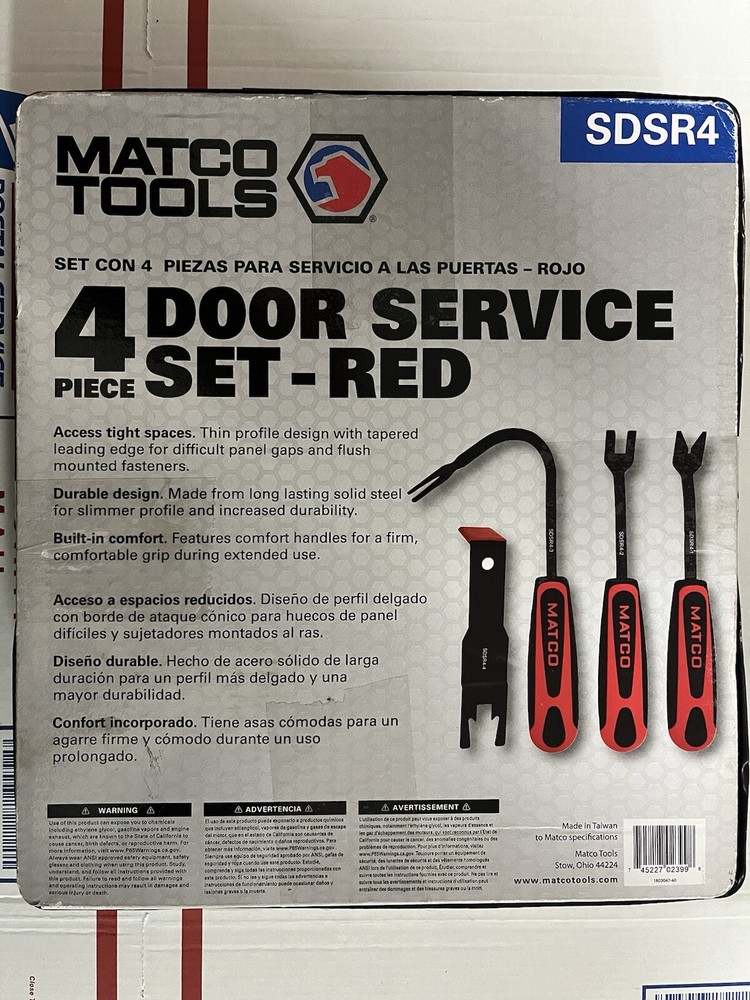 New Matco Tools 4 Piece Door Service Tool Set Red - SDSR4