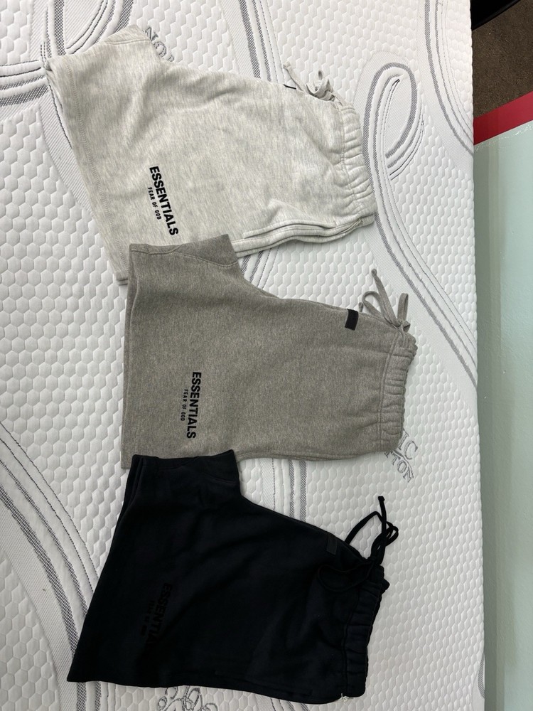 Essentials Men's Sweat Shorts Drawstring Light Gray Gray Black