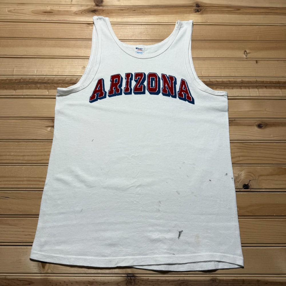 Vintage 90s Champion Arizona College University Spellout Tank Top USA Made Large