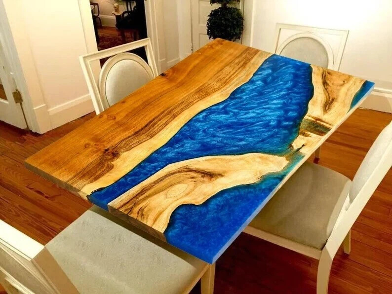 Blue Epoxy Dining Table Kitchen Counter Desk Slab Hallway Furniture
