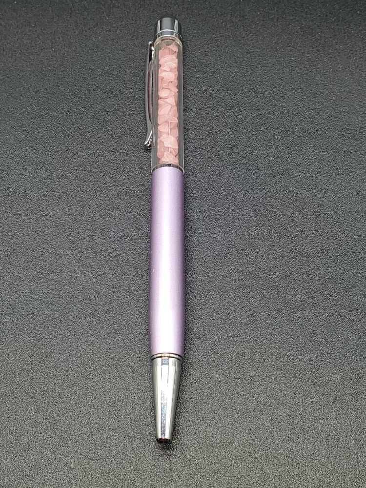 Pink Rose Quartz Healing Crystal Pen with Natural Stone Chips for Love and Craft