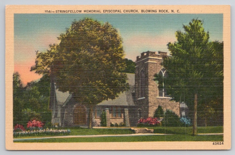 Stringfellow Memorial Episcopal Church Blowing Rock NC Linen Postcard