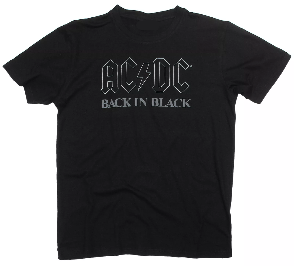 AC DC Back In Black Official Band Logo T-Shirt Album Cover Design-image
