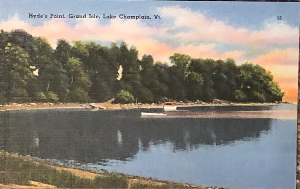 Lake Champlain Vermont Hydes Point Grand Isle Postcard Linen VTG Unposted VT