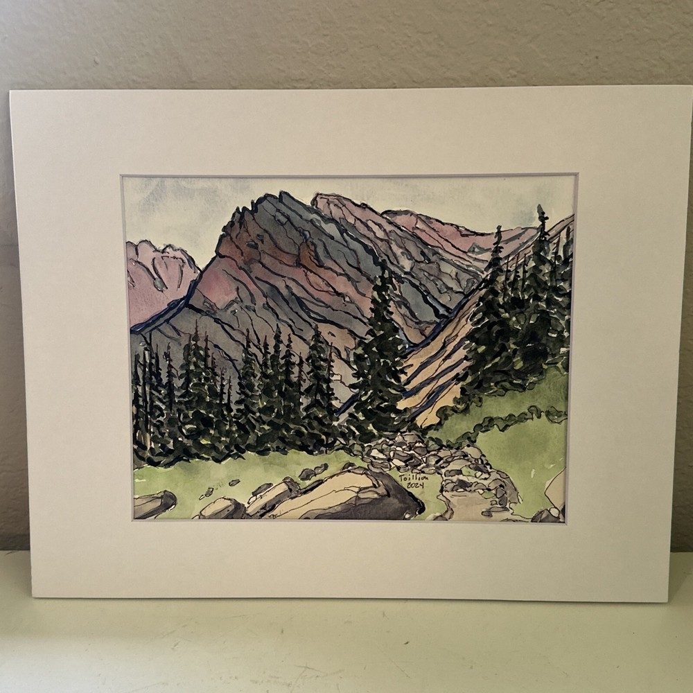 Toillion Mountain Art Original Watercolor