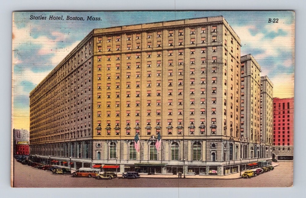 Boston MA-Massachusetts, Statler Hotel, Advertising, Vintage c1952 Postcard