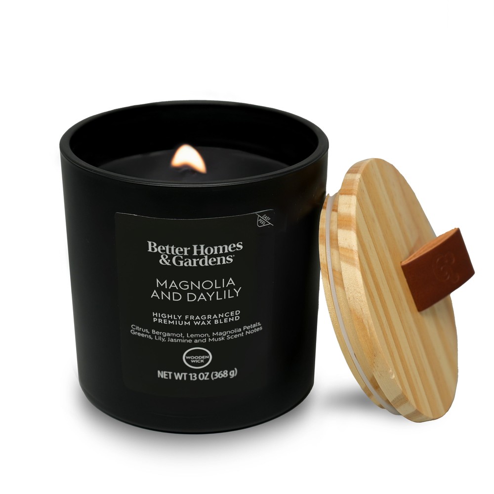 13oz Magnolia Daylily Wooden Wick Jar Candle for Aromatherapy