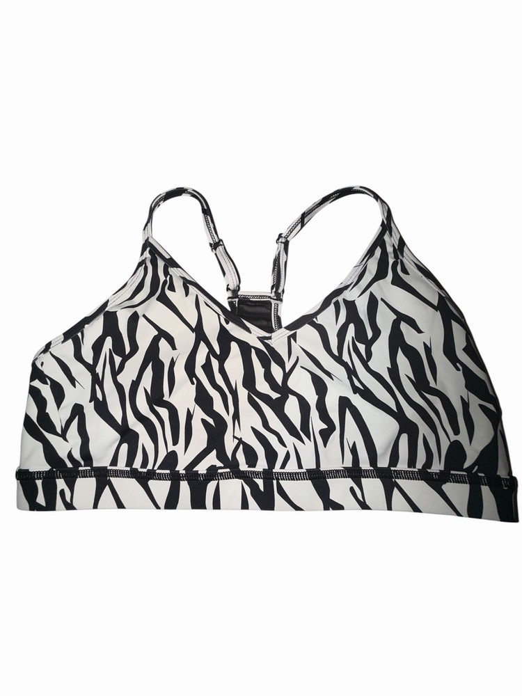 Zyia Active Women’s XL Zebra Print Sports Bra Black White Strappy Racerback