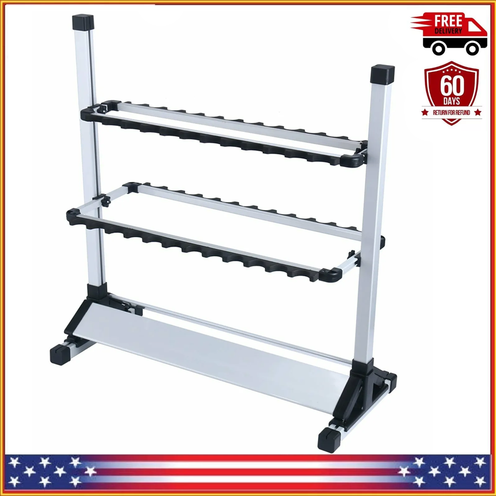 24 Rod Fishing Pole Holder Aluminum Rack Stand Portable Organizer Storage Tools