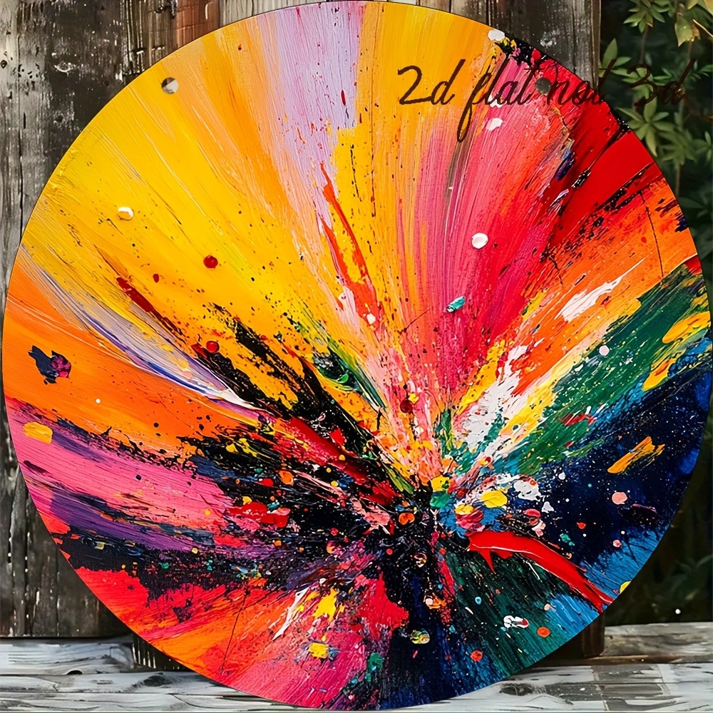 Colorful Round Abstract Painting Aluminum Wall Decoration Modern