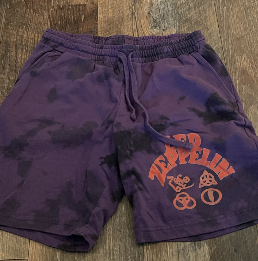 Zeppelin Purple Tie Dye Men's Sweat Shorts Drawstring M