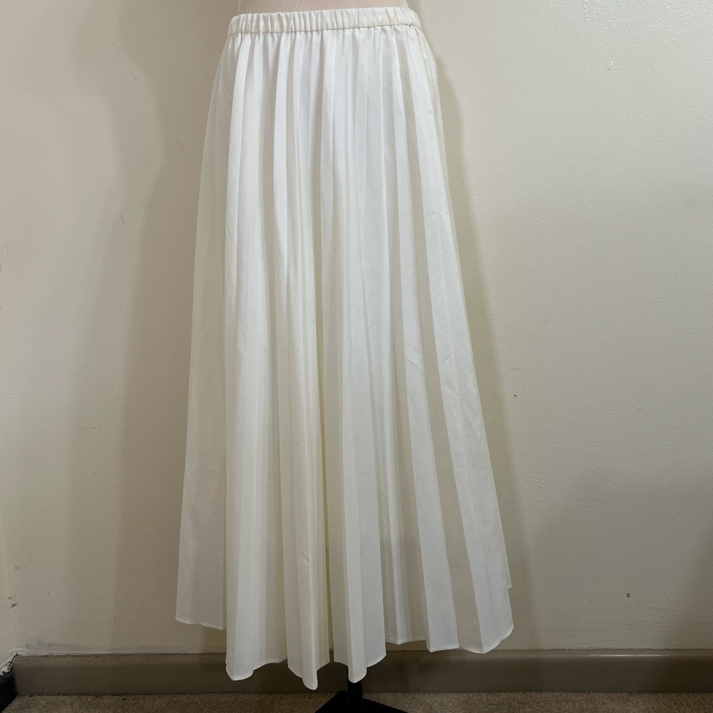 Uniqlo White Accordion Pleated Skirt Sz L