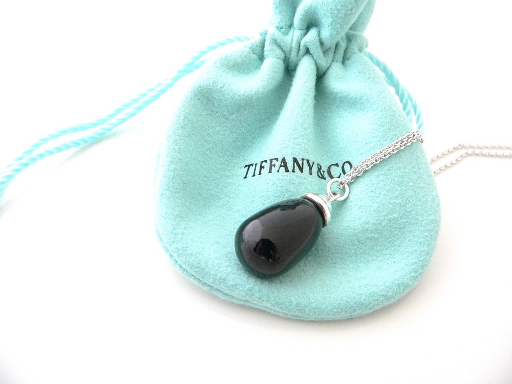 Tiffany & Co серебро Пикассо 20 карат оникс ожерелье подвеска 18 дюймов цепочка