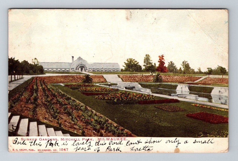 Milwaukee WI-Wisconsin, Sunken Gardens, Mitchell Park, Vintage Postcard