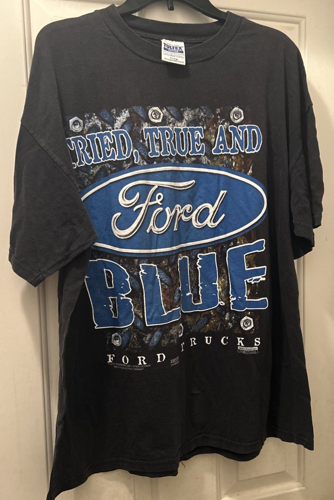 Ford Shirt Vintage 90s Black Tried True and Ford Blue Mens XL Truck Car Graphic