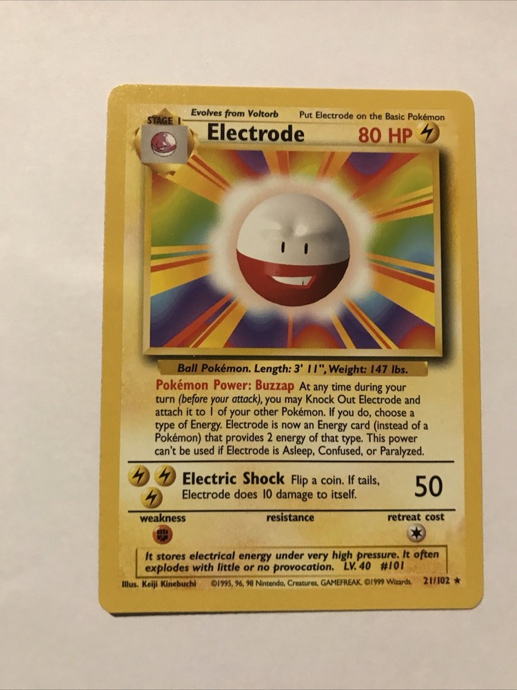 Pokemon TCG Electrode 21/102 Base Set Rare Non-Holo Card