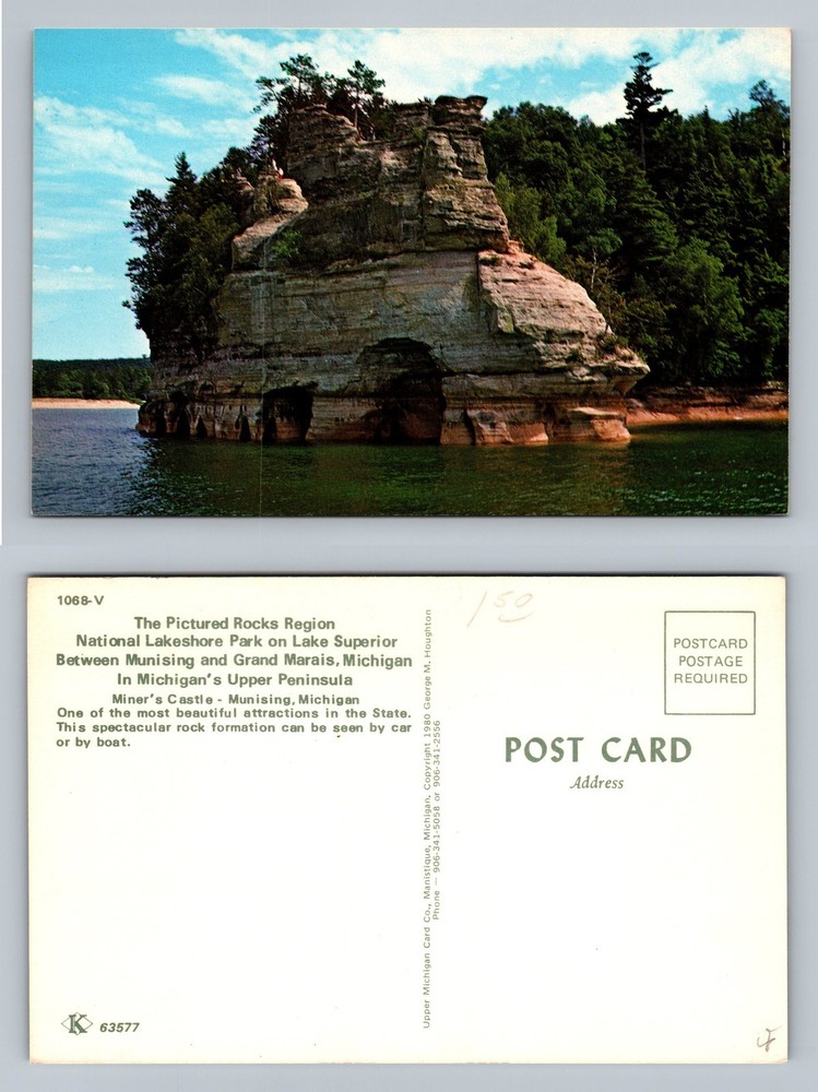 Munising, MI-Michigan, Miner's Castle Rock View Souvenir Vintage Postcard