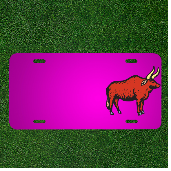 Custom Personalized Car License Plate With Add Names To Bull Red Stylized