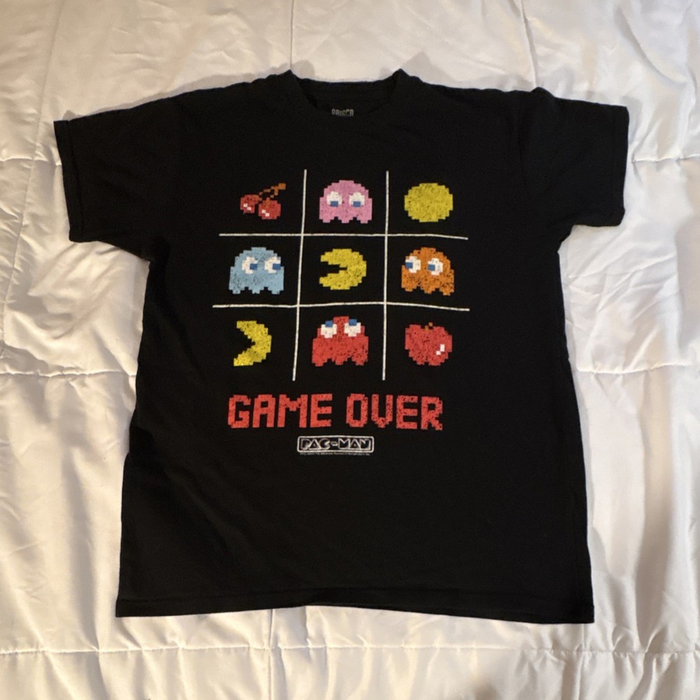 Brisco Brands Men's Black Pac-Man Graphic Crew Neck Short Sleeve T-Shirt M