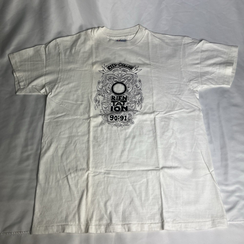Vintage 90s Reed College ORIENTATION Single Stitch White T-shirt Size L