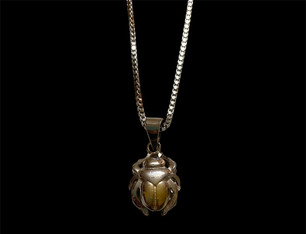 Rare Ancient Egyptian Scarab Beetle Pendant made from 925 Sterling Silver