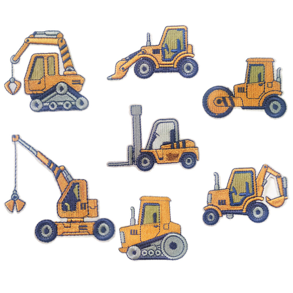 7 Pcs Iron Patches Trucks Decals Cartoon Cloth Stickers Child