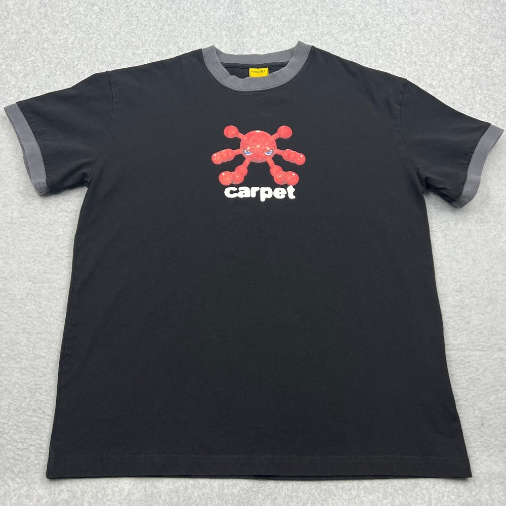 Carpet Company Bacteria Ringer Tee Men's Large Black Graphic Skater Y2K Shirt