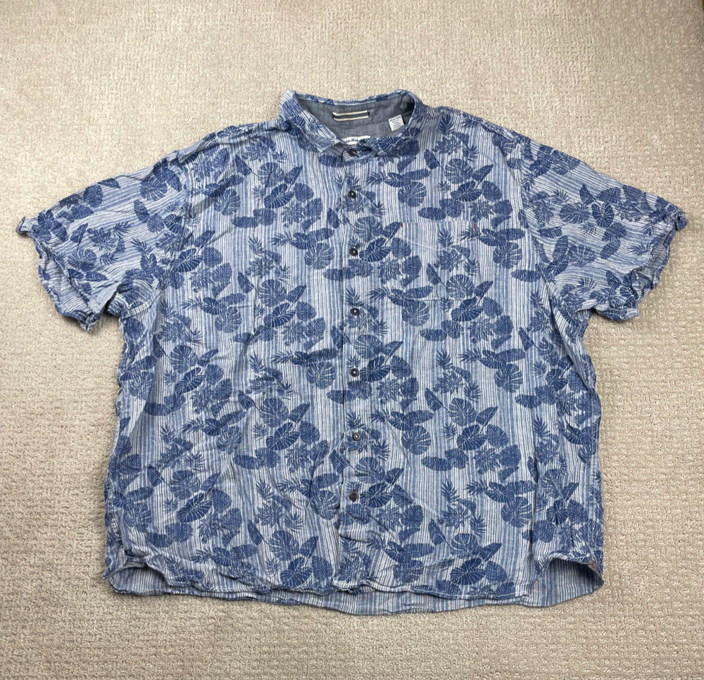 Tommy Bahama Shirt Mens 3XLB Linen Cotton Blend Button Up Short Sleeve Hawaiian
