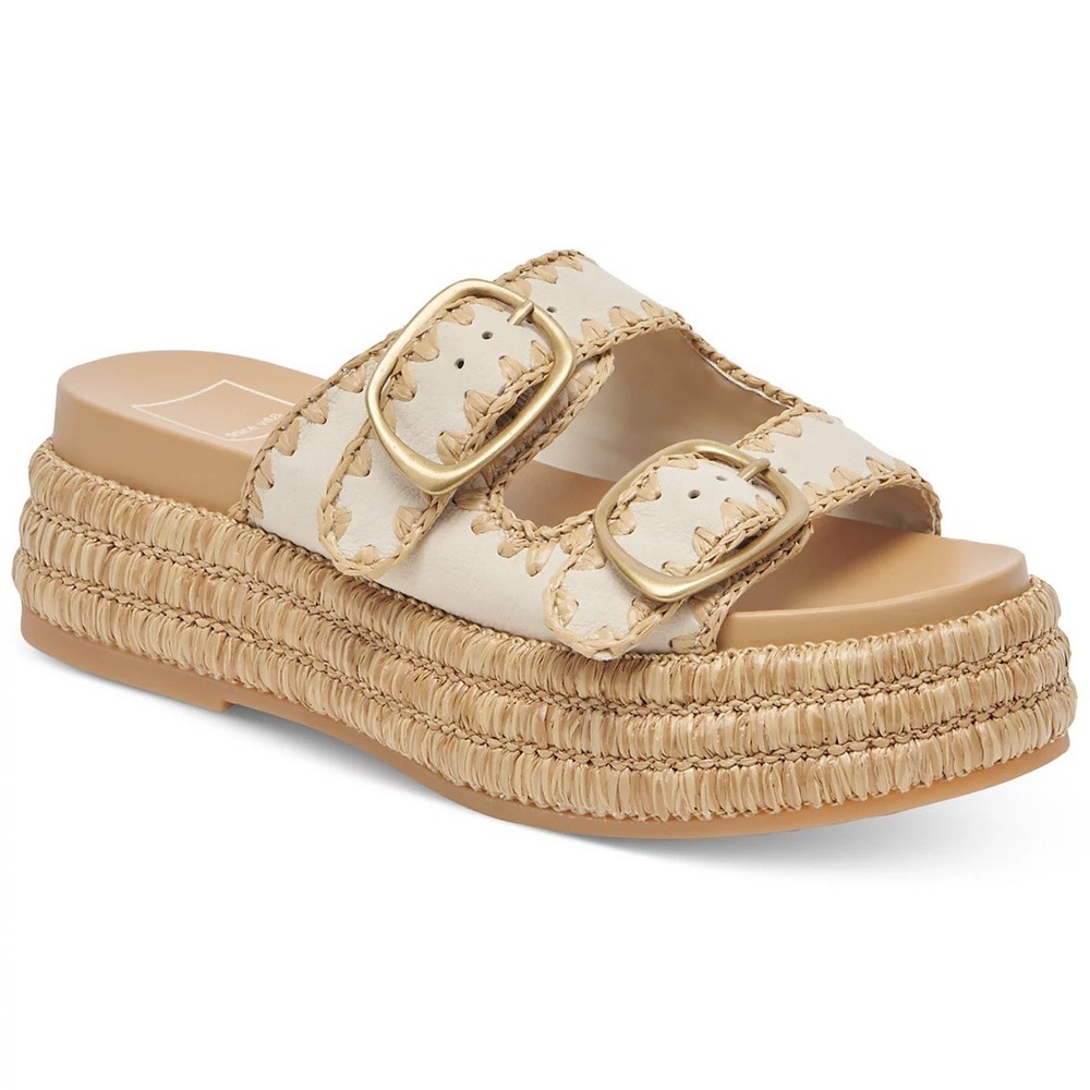 NEW DOLCE VITA BEIGE ESPADRILLE PLATFORM SANDALS 10