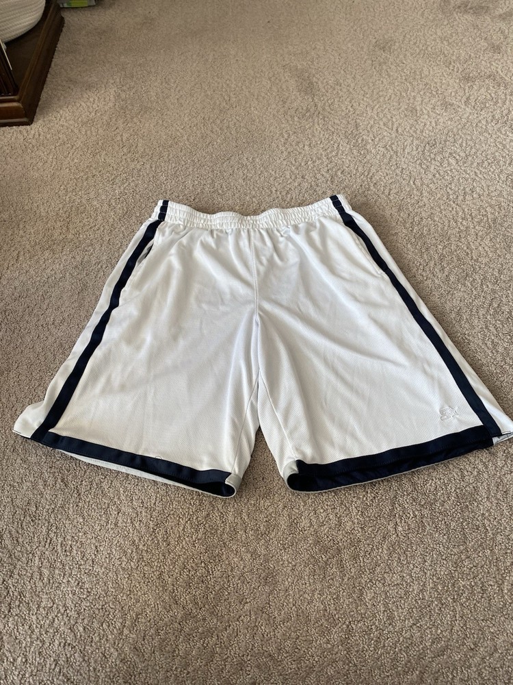 Starter Men's Athletic Mesh Shorts White Navy L Reversible Polyester
