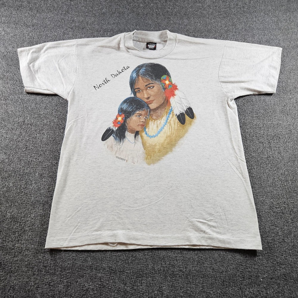 Vintage Screen Stars Best Shirt Men's Large Gray North Dakota Native 90s