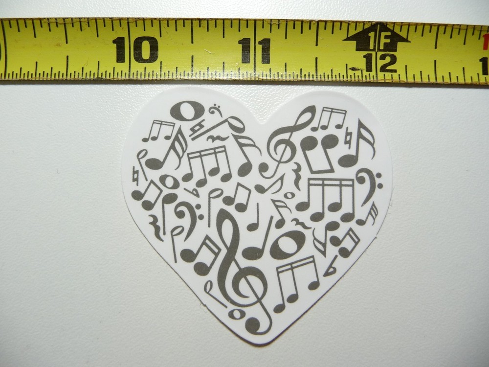 HEART FILLED WITH MUSIC NOTES MUSICAL DECAL STICKER BAND CONCERT HALL MUSICAL
