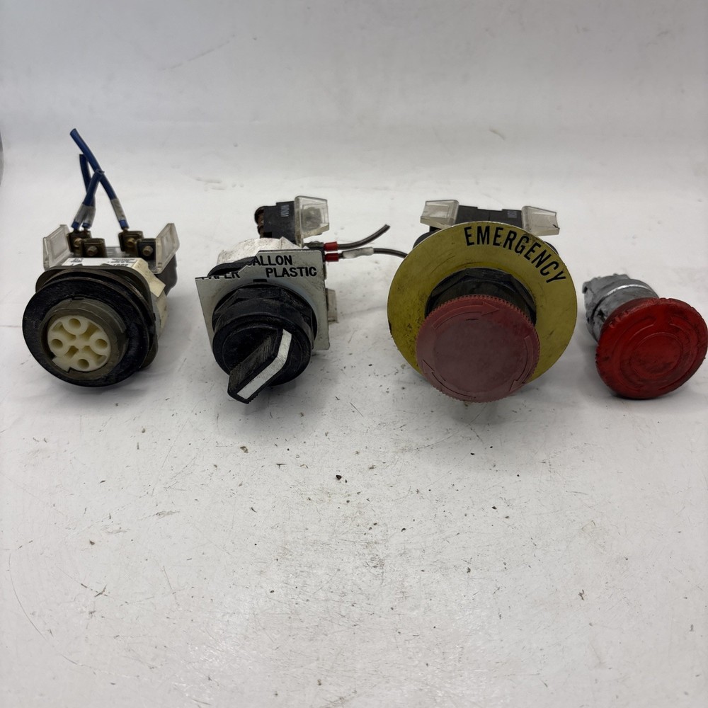 Lot Of 4 Assorted Industrial Buttons Of Various Brands And Types
