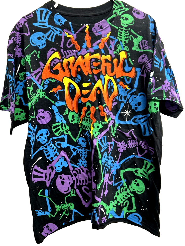 Grateful Dead Liquid Blue Dancing Skeleton Shirt Large Super Colorful Vibrant