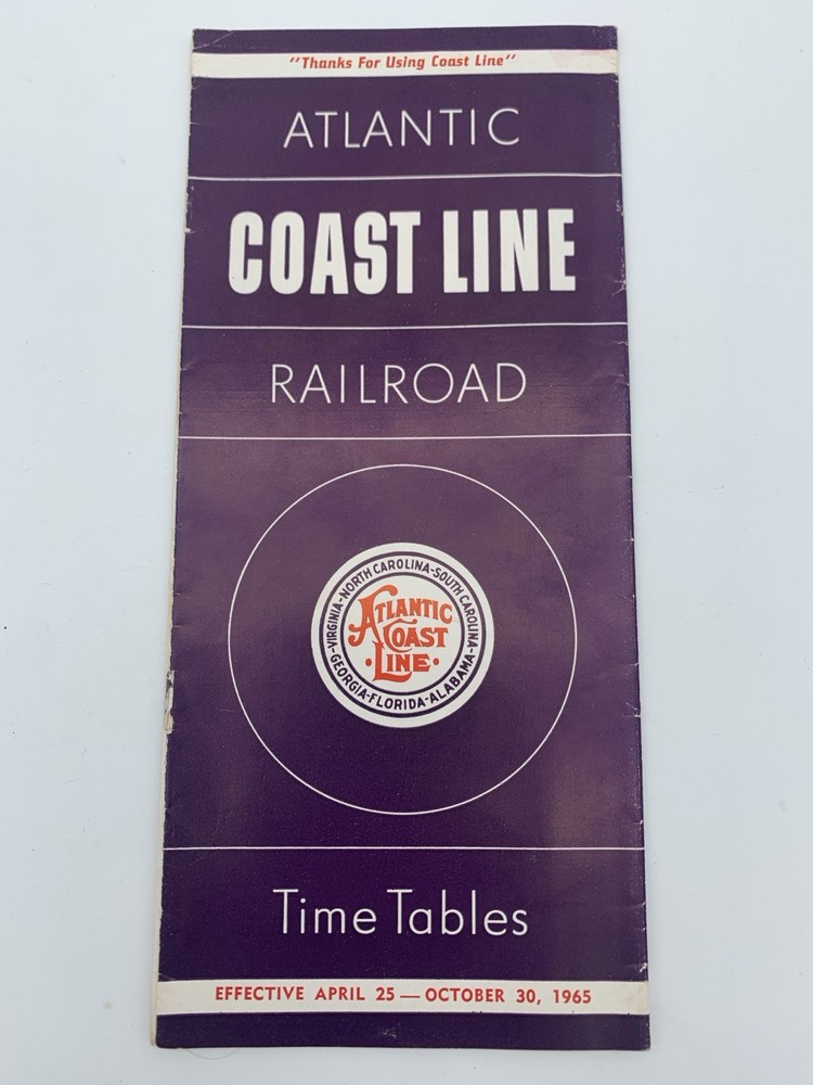 1965 Atlantic Coast Line Railroad System Timetable Apr 25–Oct 30