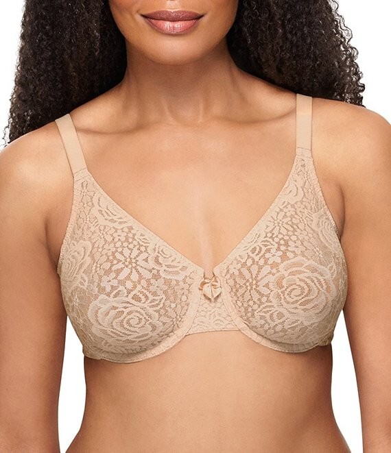 WACOAL  30G #851205 HALO LACE MOLDED UNDERWIRE BRA WITH J-HOOK, SAND, NWT $58