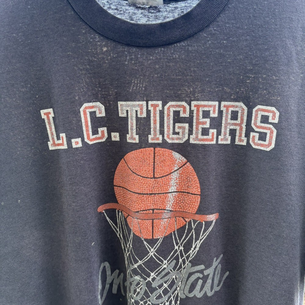 Vintage Basketball Shirt Mens Fits Large Paper Thin 80s Single Sitch Burnout