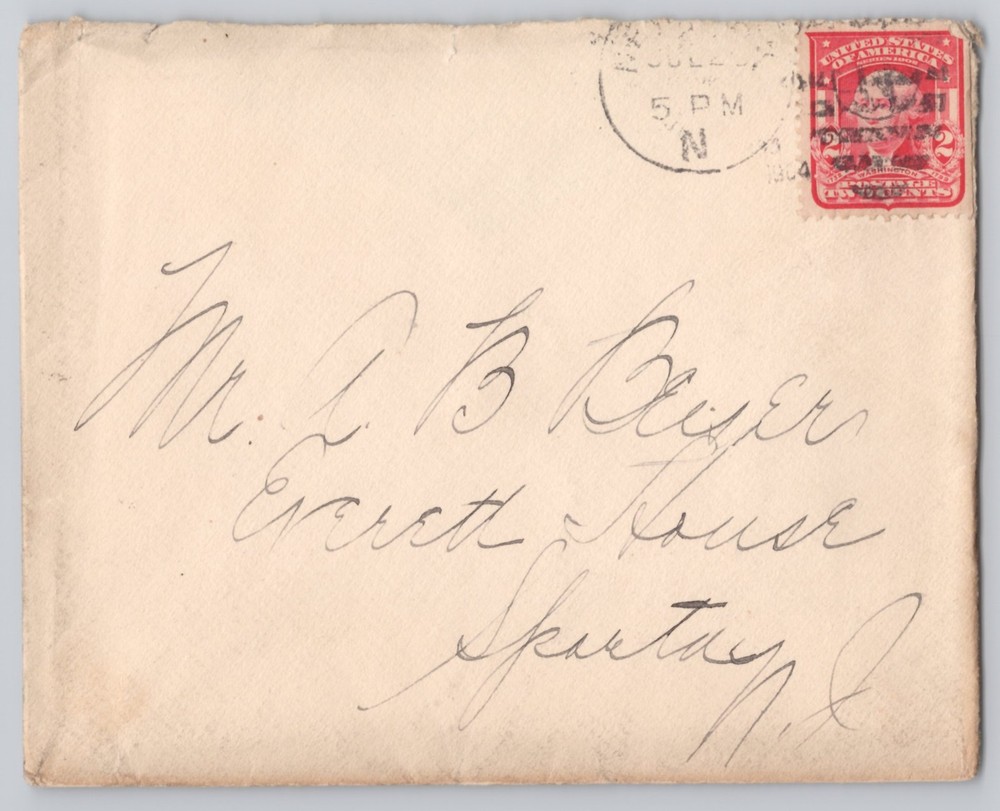 Manuscript-addressed envelope with 2c Washington stamp and circular cancel ink
