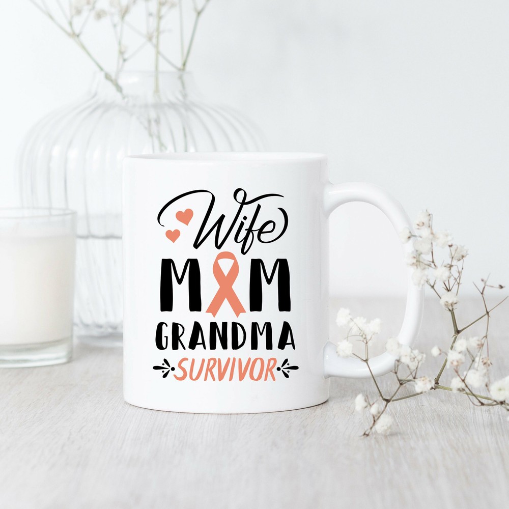 Uterine Cancer Survivor Mug for Wife Mom Grandma Warrior