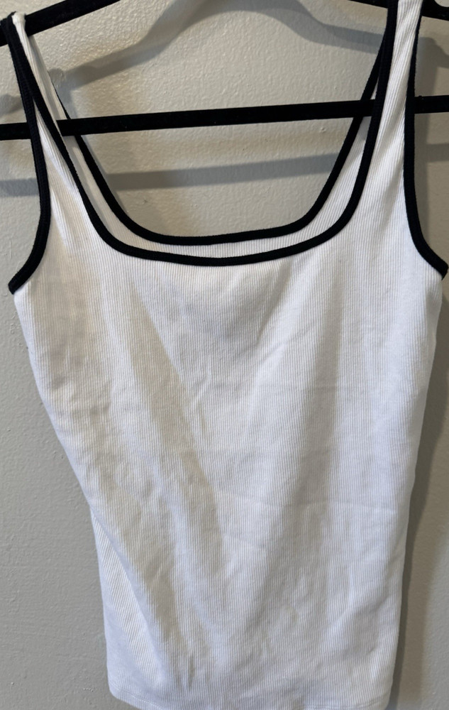 Abercrombie & Fitch White Ribbed Square Neck Camisole Tank Women’s Size S