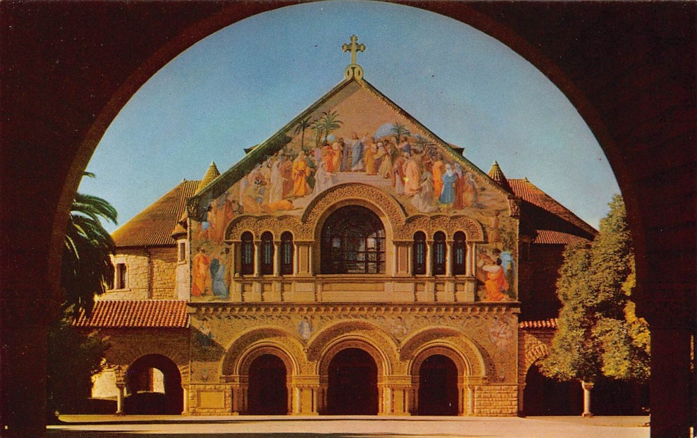 Palo Alto CA California Stanford University Chapel Mosaic Campus Vtg Postcard P5