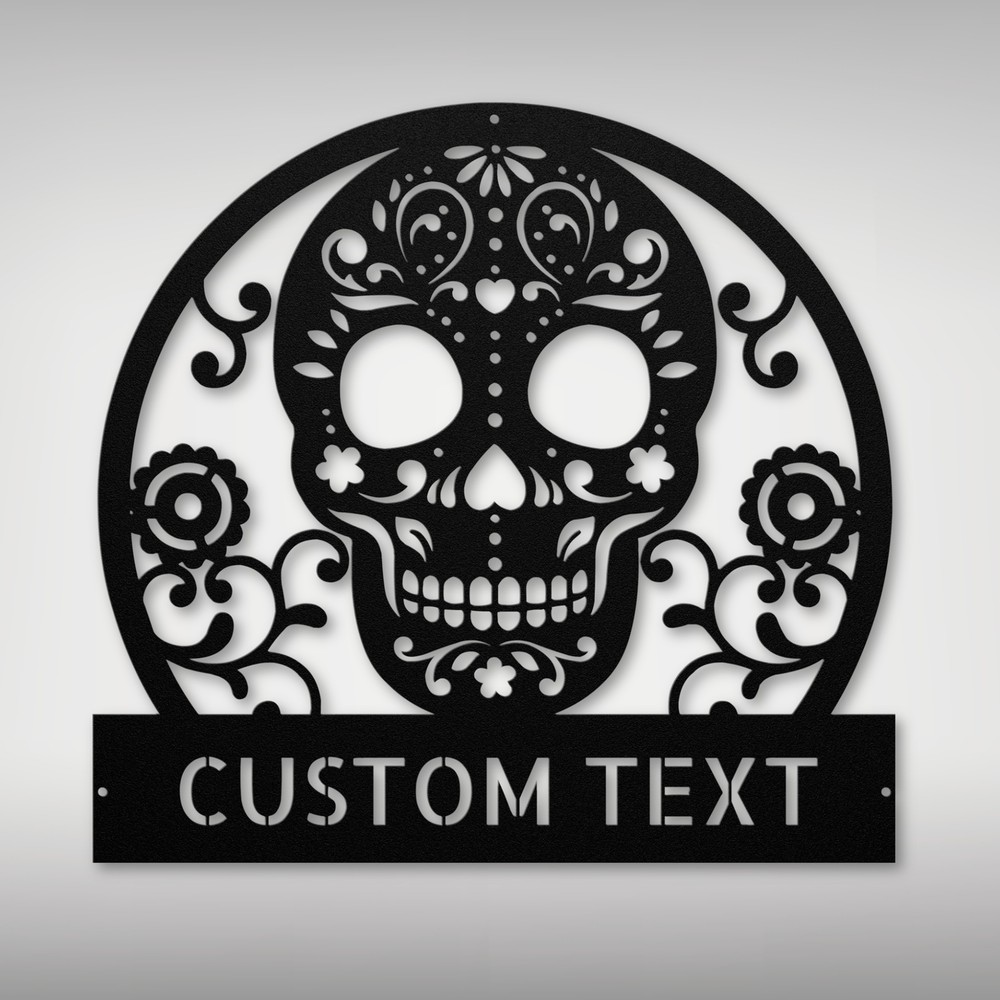 Personalized Sugar Skull Metal Sign Custom Decor Unique Gift for Home Office