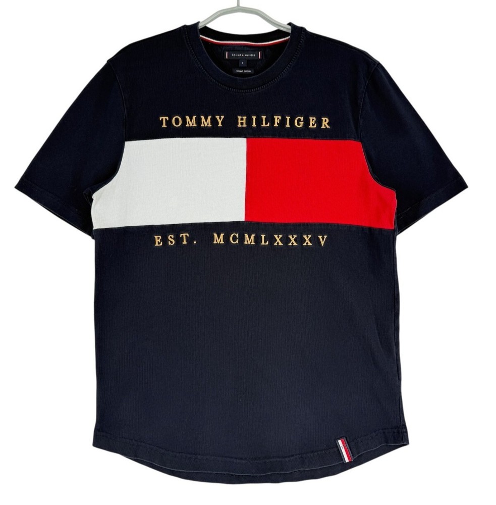 Tommy Hilfiger Crew Neck Short Sleeve Organic Cotton Casual T-Shirt Size L