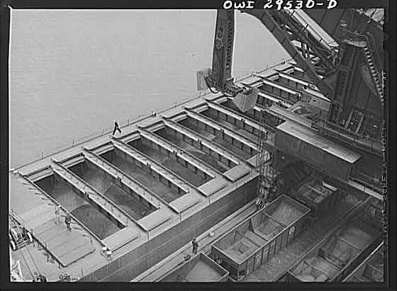 Photo:Cleveland Ohio 1900s Hulett Ore Unloader Lake Freighter Cargo Ship