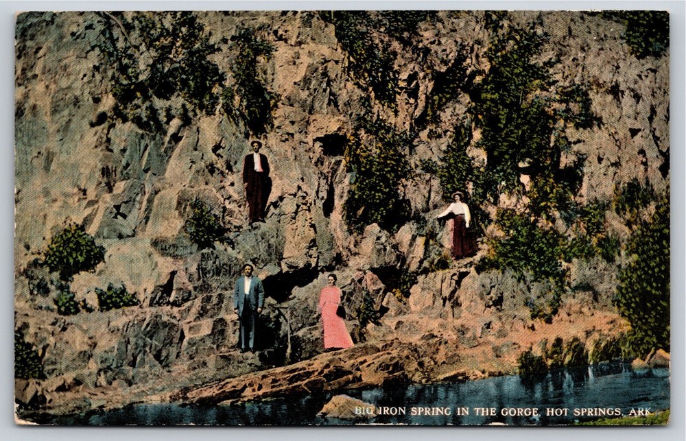 Hot Springs Arkansas~Big Iron Spring In The Gorge~Vintage Postcard