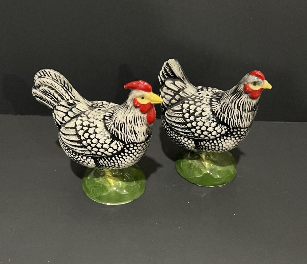 Ceramic Rooster Hen Salt and Pepper Shakers without Plugs Vintage
