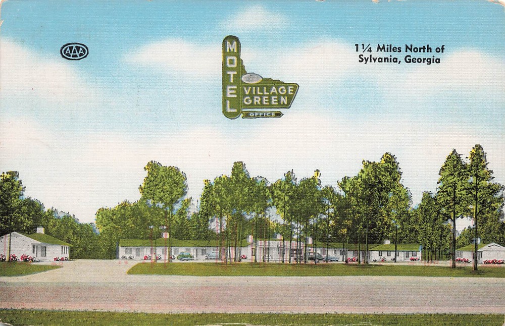 Sylvania Ga Village Green Motel Georgia Vintage Roadside Linen Postcard 092323 S