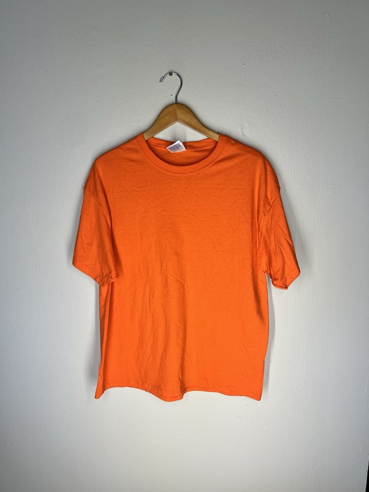 Hanes Heavyweight 50/50 Blank T-Shirt XL Orange Y2K Vintage Made in El Salvador