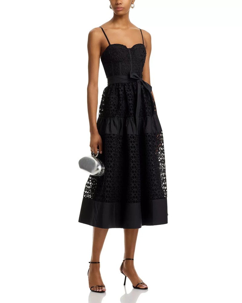 AQUA Women's Dress Sz XL Eyelet Midi - Exclusive